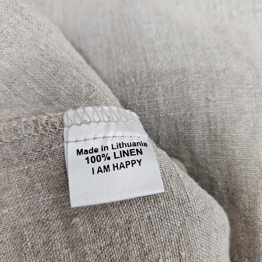 Flax Tan Natural 100% Linen Button Front Tunic Top Size Large Women's A39 - Picture 9 of 11